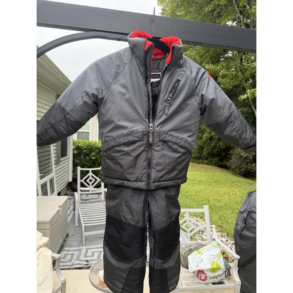 Snozu 3T Toddler Snowsuit Ski Snow Jacket Bib Pants 2 Piece Gray Black Red. 5356